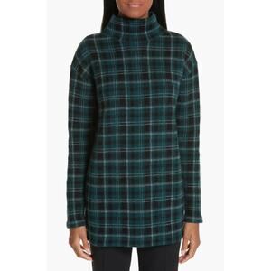 AKRIS Punto Cashmere-Blend Mock Neck Plaid Sweater In Black-Ivy